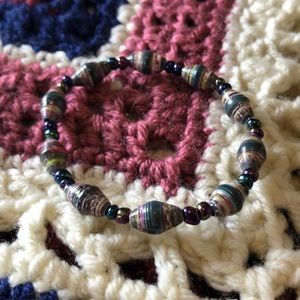 Hand Made Paper Bead Stretch Bracelet